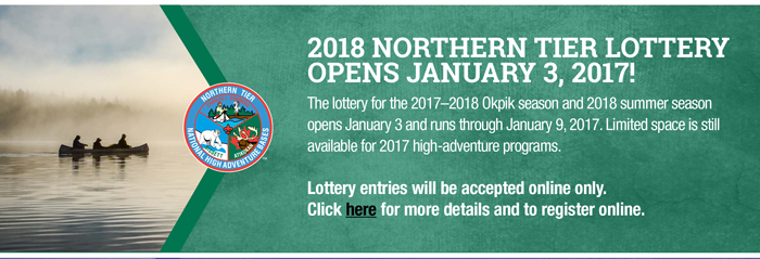 2018 Northern Tier Lottery Opens January 3, 2017!
