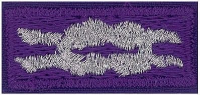 Youth Religious Award Knot (silver square knot on a purple background)