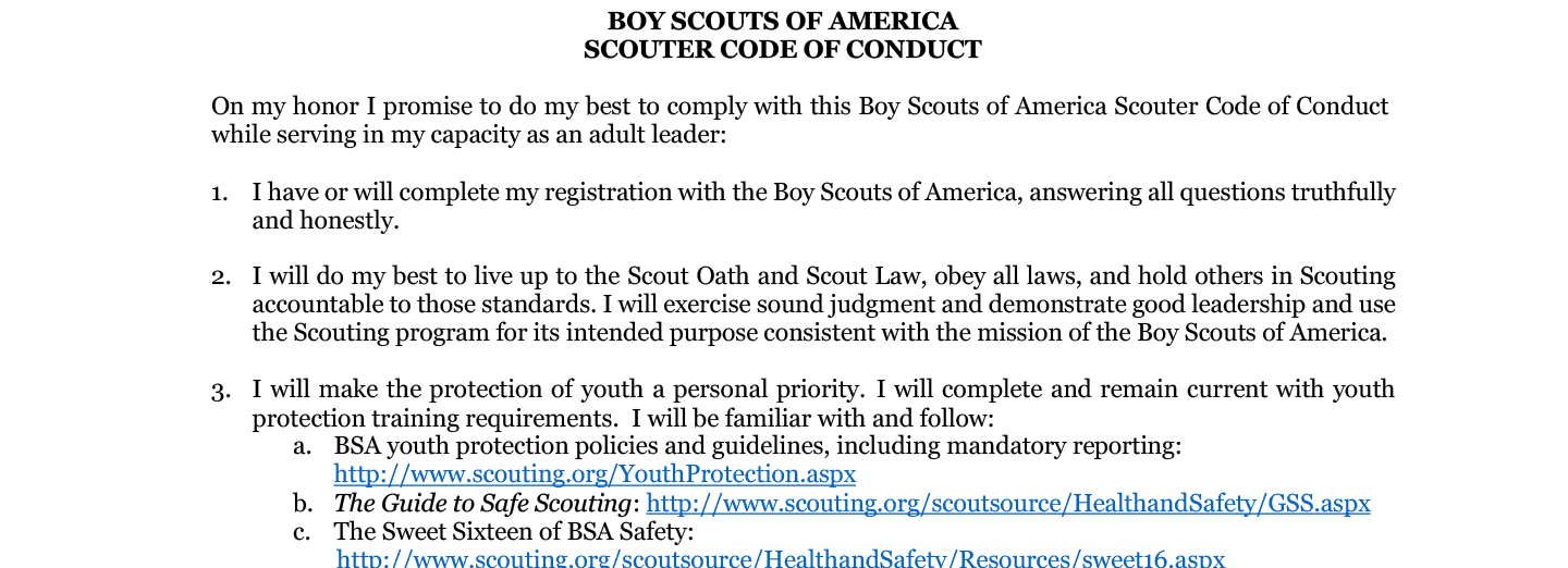 Code of Conduct | Boy Scouts of America