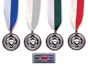 4 Venturing Leadership Award medals (Council, Area, Regional, and National) ad the VLA square knot patch.