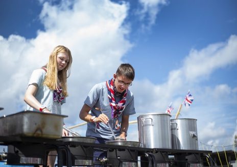British Scouts cook dinner prior to the Opening Show for the 24th World Scout Jamboree on Tuesday, July 23, 2019.  Check out other photos and videos at http://bit.ly/WSJ2019. (Photo by Tom Copeland) ..